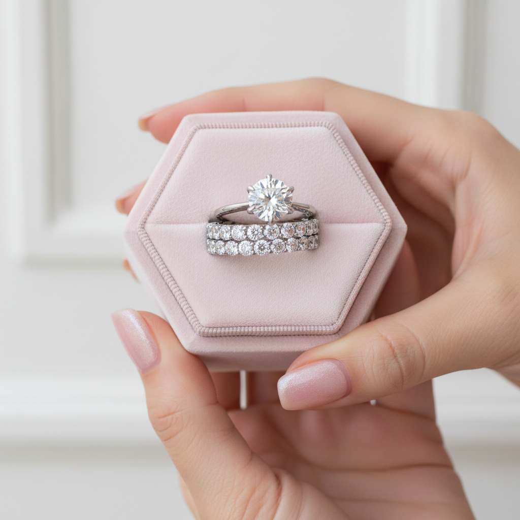 Classic Round Cut 3-Pieces Wedding Set-Black Diamonds New York