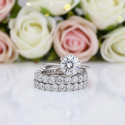 Classic Round Cut 3-Pieces Wedding Set-Black Diamonds New York