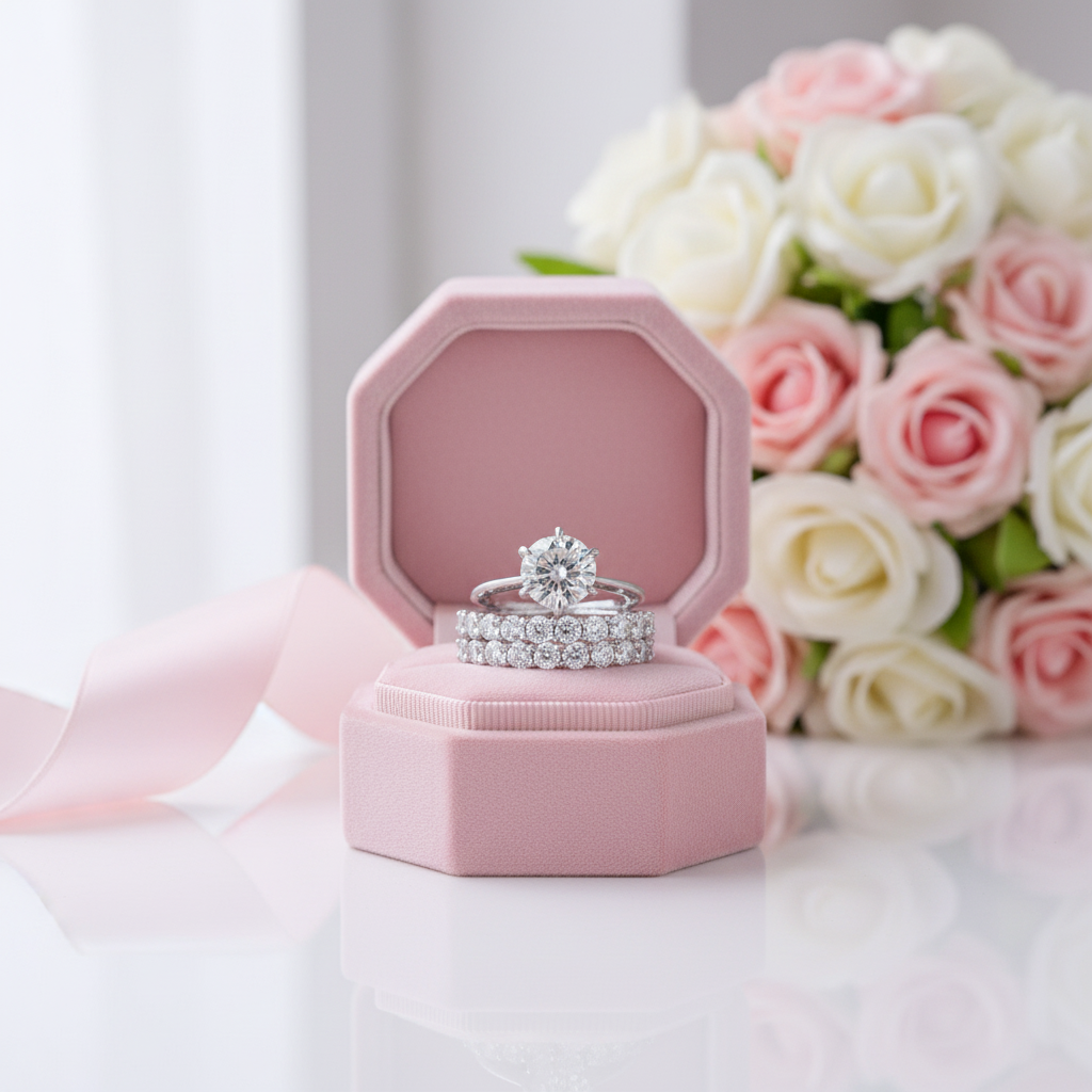 Classic Round Cut 3-Pieces Wedding Set-Black Diamonds New York