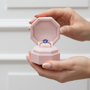 Classic Round Cut 6 Prong Blue Sapphire Engagement Ring-Black Diamonds New York