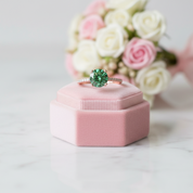 Classic Round Cut Emerald Green Engagement Ring-Black Diamonds New York