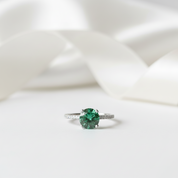 Classic Round Cut Emerald Green Engagement Ring-Black Diamonds New York