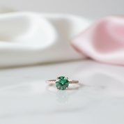 Classic Round Cut Emerald Green Engagement Ring-Black Diamonds New York