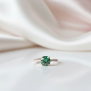Classic Round Cut Emerald Green Engagement Ring-Black Diamonds New York