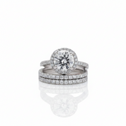 Classic Round Cut Halo 3-Pieces Wedding Set-Black Diamonds New York