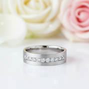 Classic Round Cut White Sapphire Men's Wedding Band-Black Diamonds New York