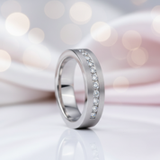 Classic Round Cut White Sapphire Men's Wedding Band-Black Diamonds New York