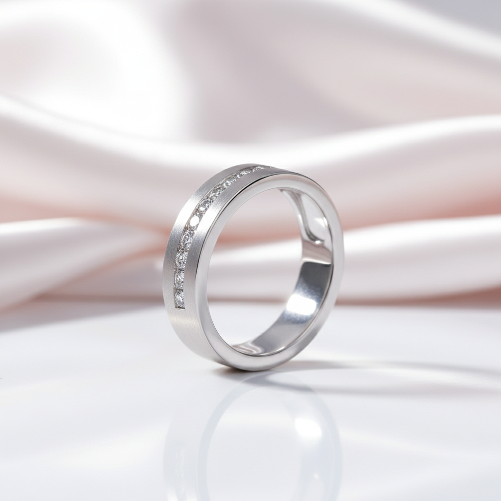 Classic Round Cut White Sapphire Men's Wedding Band-Black Diamonds New York