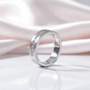 Classic Round Cut White Sapphire Men's Wedding Band-Black Diamonds New York