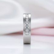 Classic Round Cut White Sapphire Men's Wedding Band-Black Diamonds New York