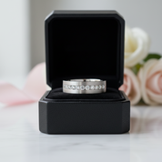 Classic Round Cut White Sapphire Men's Wedding Band-Black Diamonds New York