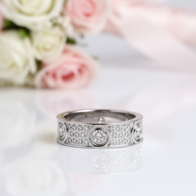 Classic Round Diamond Option Eternity Unisex Wedding Band-Black Diamonds New York