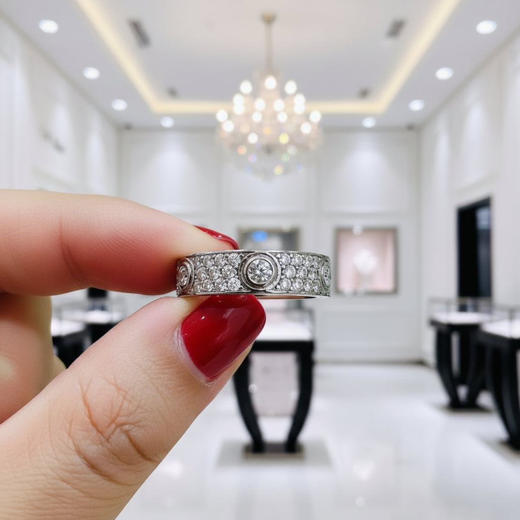 Classic Round Diamond Option Eternity Unisex Wedding Band-Black Diamonds New York