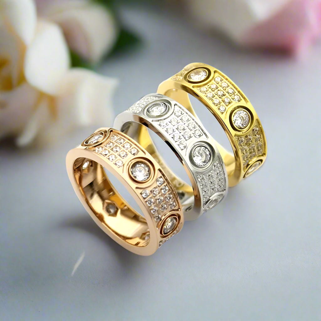 Classic Round Diamond Eternity Unisex Wedding Band-Black Diamonds New York