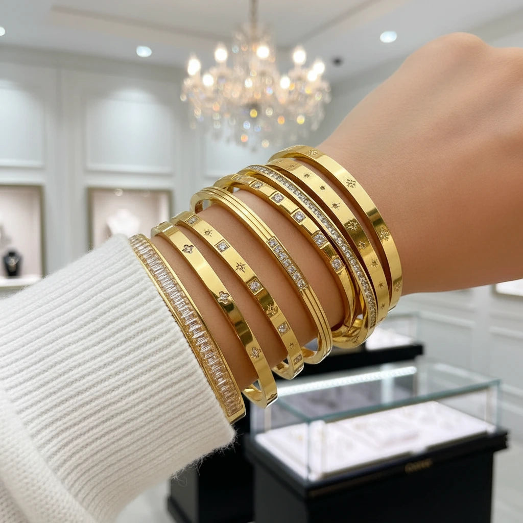 Classic Round Diamond Women's Bangle-Black Diamonds New York