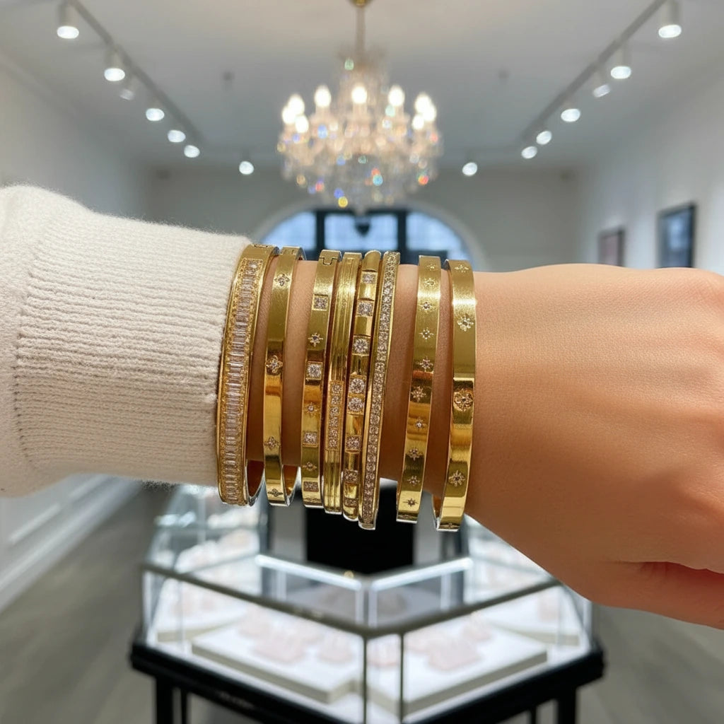 Classic Round Diamond Women's Bangle-Black Diamonds New York