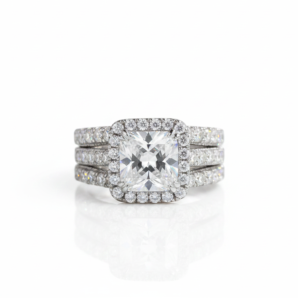 Classic Set 2.8 Ct Princess Cut Diamond Option Ring Set-Black Diamonds New York