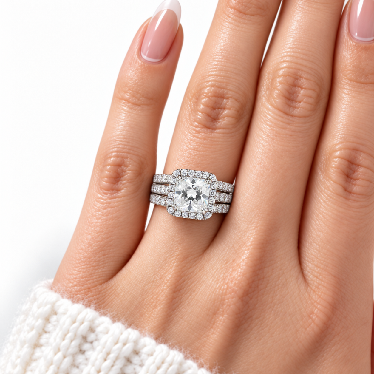 Classic Set 2.8 Ct Princess Cut Diamond Option Ring Set-Black Diamonds New York