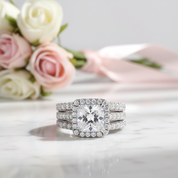 Classic Set 2.8 Ct Princess Cut Diamond Option Ring Set-Black Diamonds New York