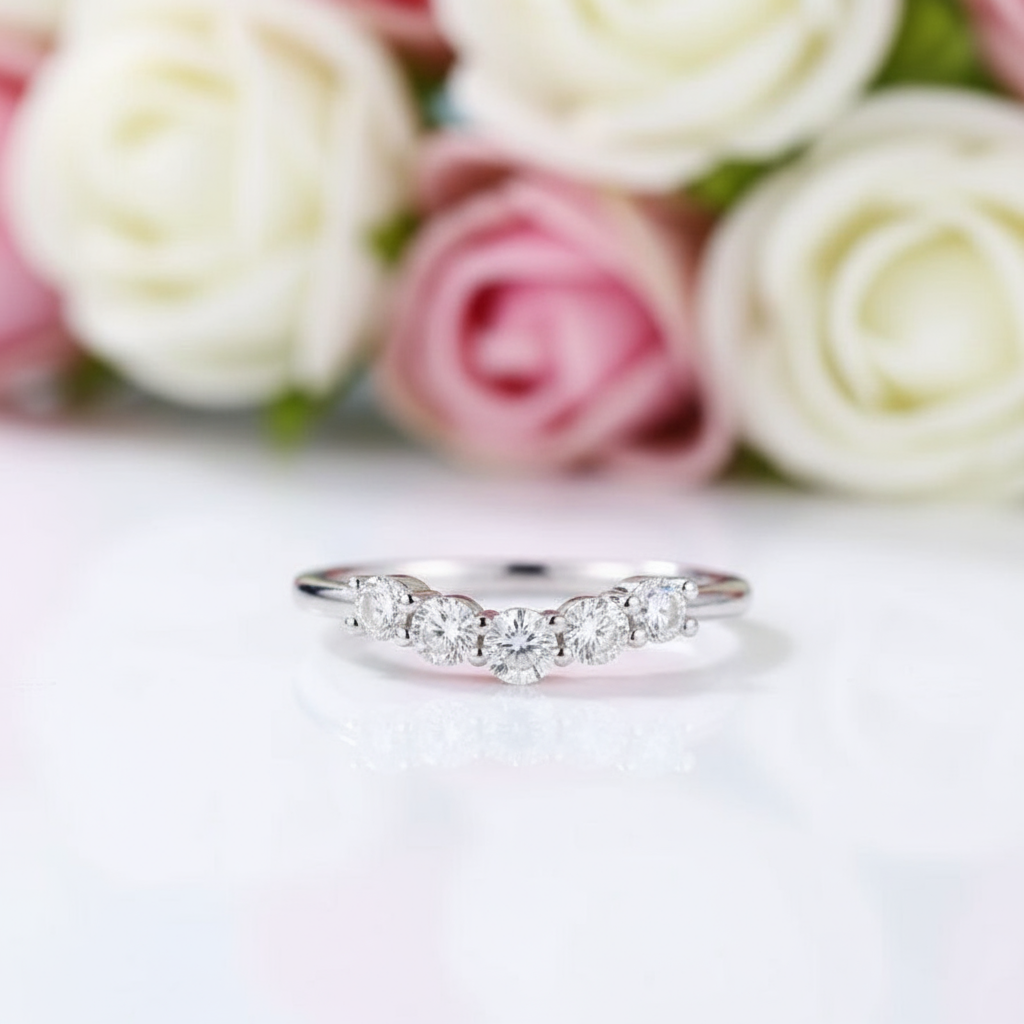 Classic Solid 14k White Gold Round Cut Diamond Wedding Band-Black Diamonds New York