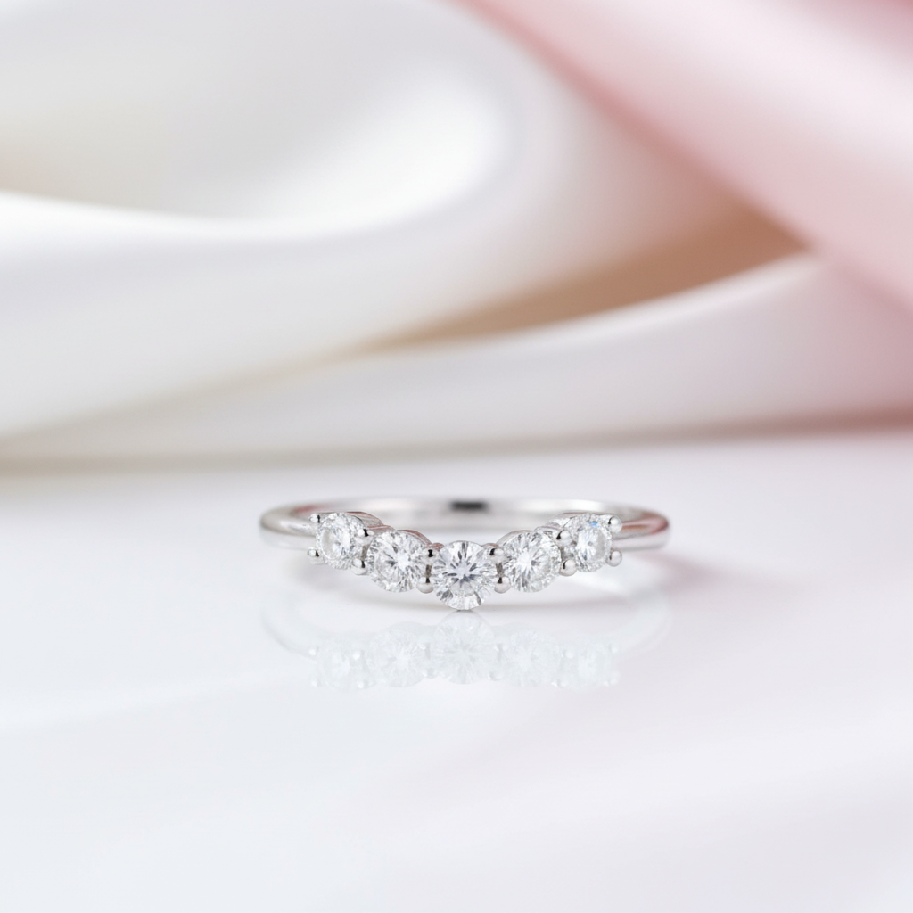 Classic Solid 14k White Gold Round Cut Diamond Option Wedding Band-Black Diamonds New York