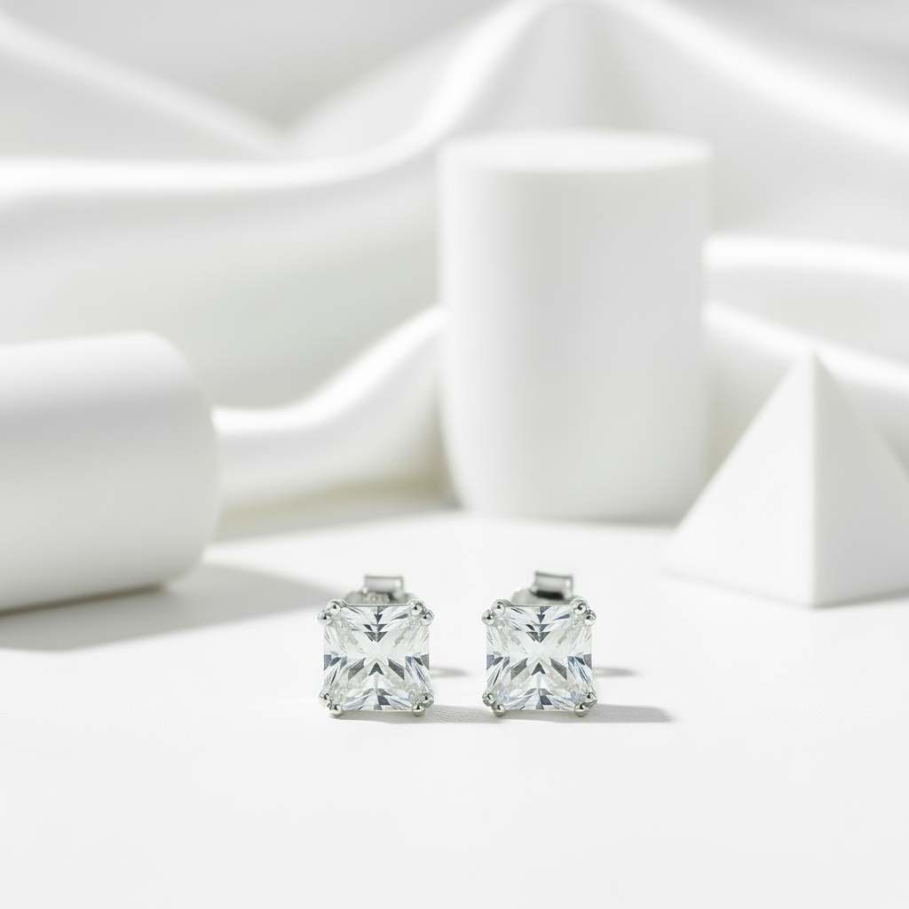 Classic Square Diamond Stud Earrings-Black Diamonds New York