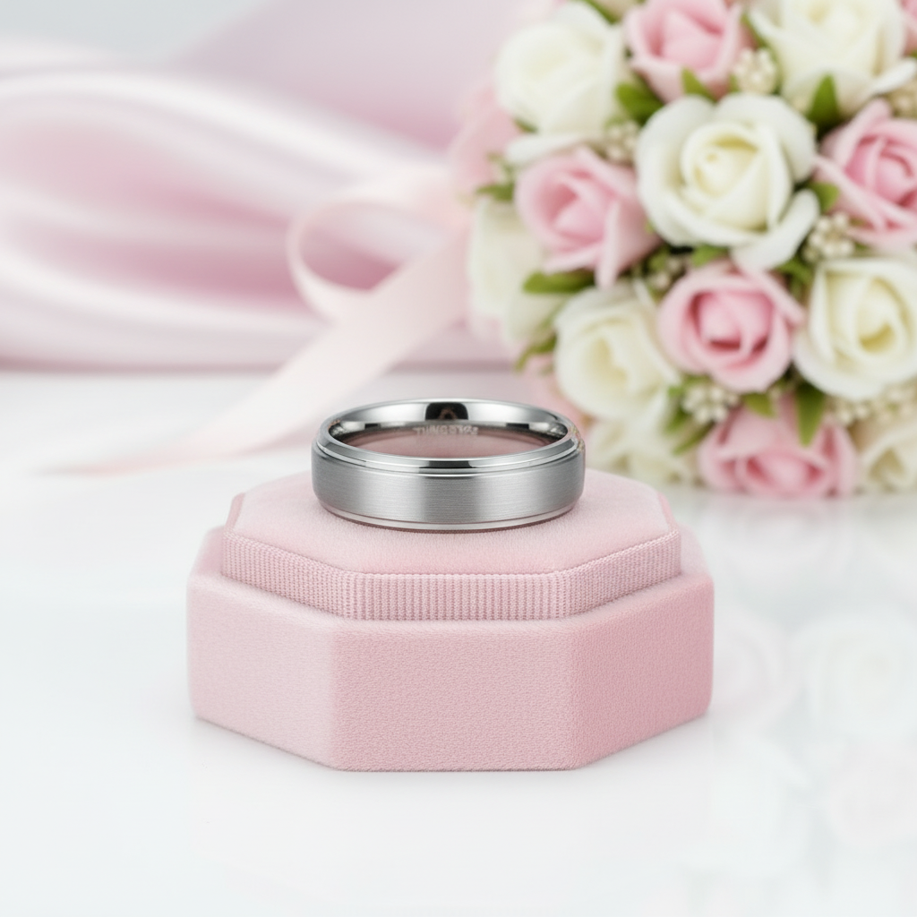 Classic Tungsten Carbide Wedding Band-Black Diamonds New York