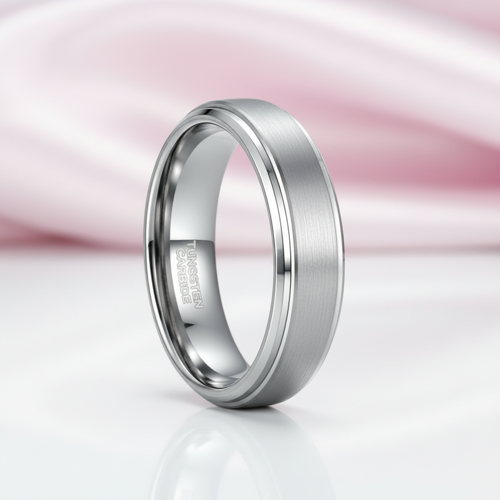 Classic Tungsten Carbide Wedding Band-Black Diamonds New York