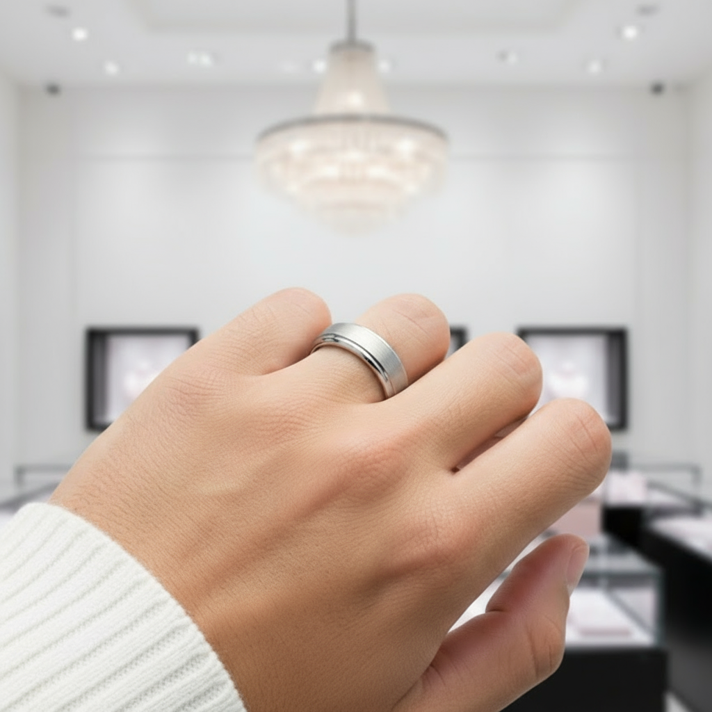 Classic Tungsten Carbide Wedding Band-Black Diamonds New York