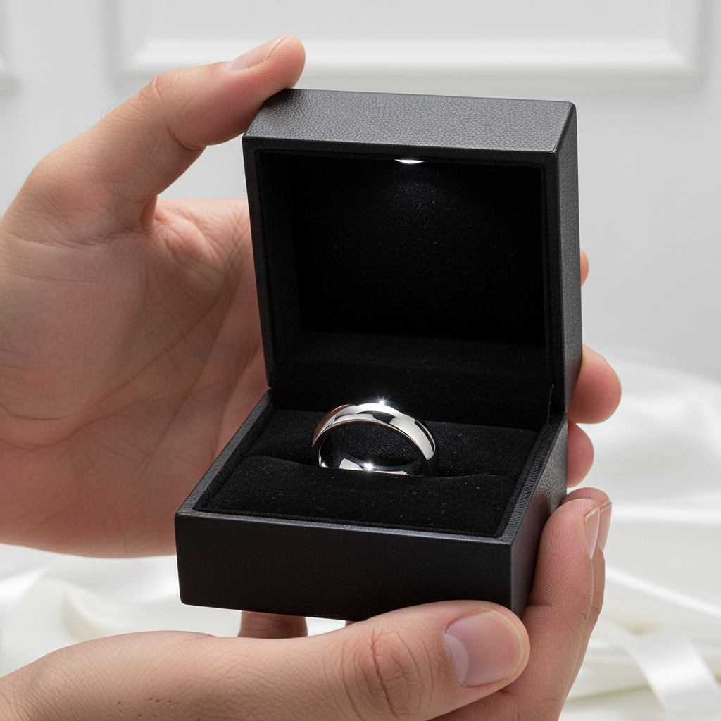 Classic Tungsten Carbide Wedding Band-Black Diamonds New York