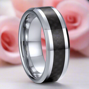 Classic Tungsten Carbide with Black Carbon Fiber Inlay Wedding Band-Black Diamonds New York