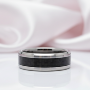 Classic Tungsten Carbide with Black Carbon Fiber Inlay Wedding Band-Black Diamonds New York