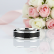 Classic Tungsten Carbide with Black Carbon Fiber Inlay Wedding Band-Black Diamonds New York