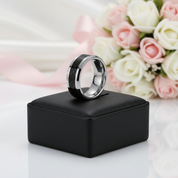 Classic Tungsten Carbide with Black Carbon Fiber Inlay Wedding Band-Black Diamonds New York