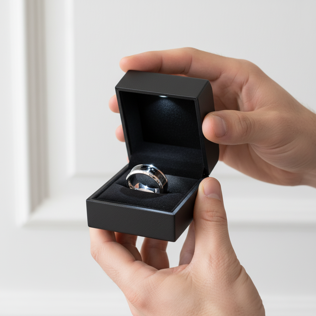 Classic Tungsten Carbide with Black Carbon Fiber Inlay Wedding Band-Black Diamonds New York
