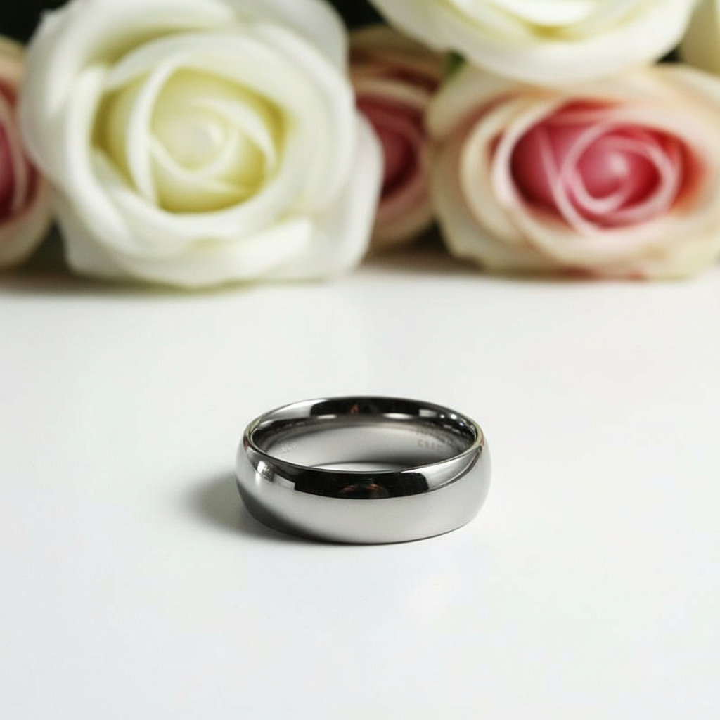 Classic Tungsten Wedding Band-Black Diamonds New York