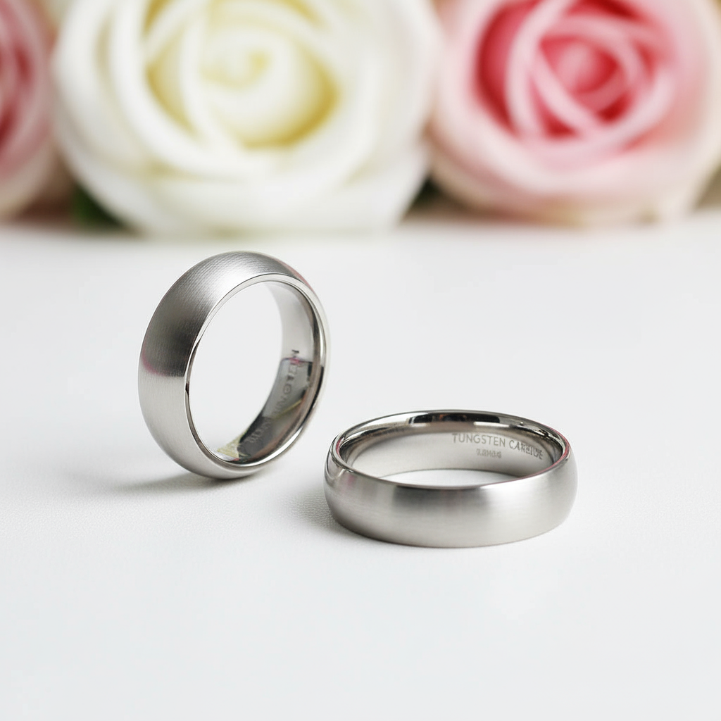 Classic Tungsten Wedding Band-Black Diamonds New York