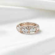 Classic Two Tone 14k Rose and White Gold Diamond Eternity Wedding Band-Black Diamonds New York