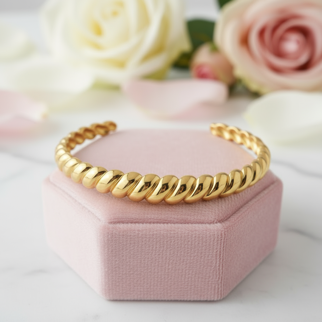 Classic Women's Bangle with Diamond Inlay-Black Diamonds New York