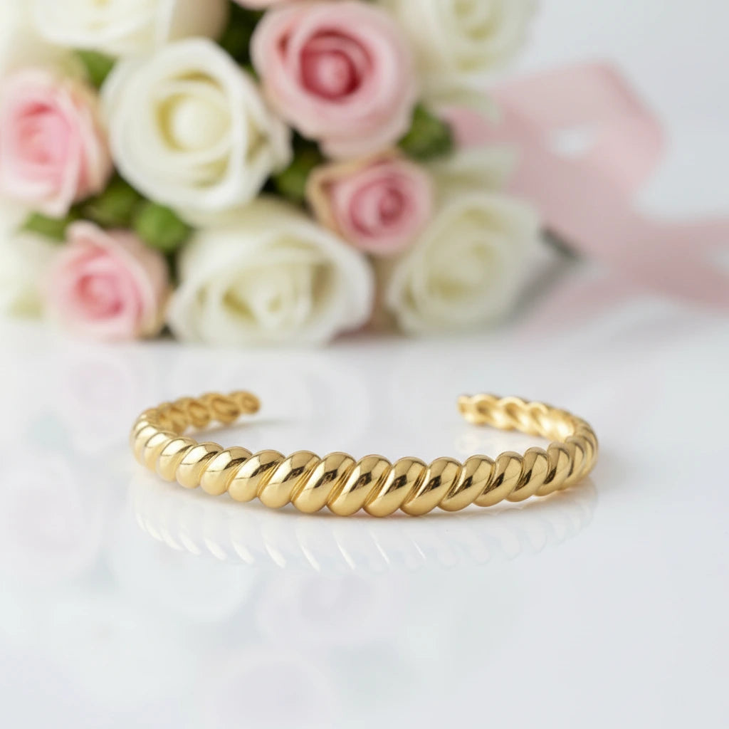 Classic Women's Bangle with Diamond Inlay-Black Diamonds New York