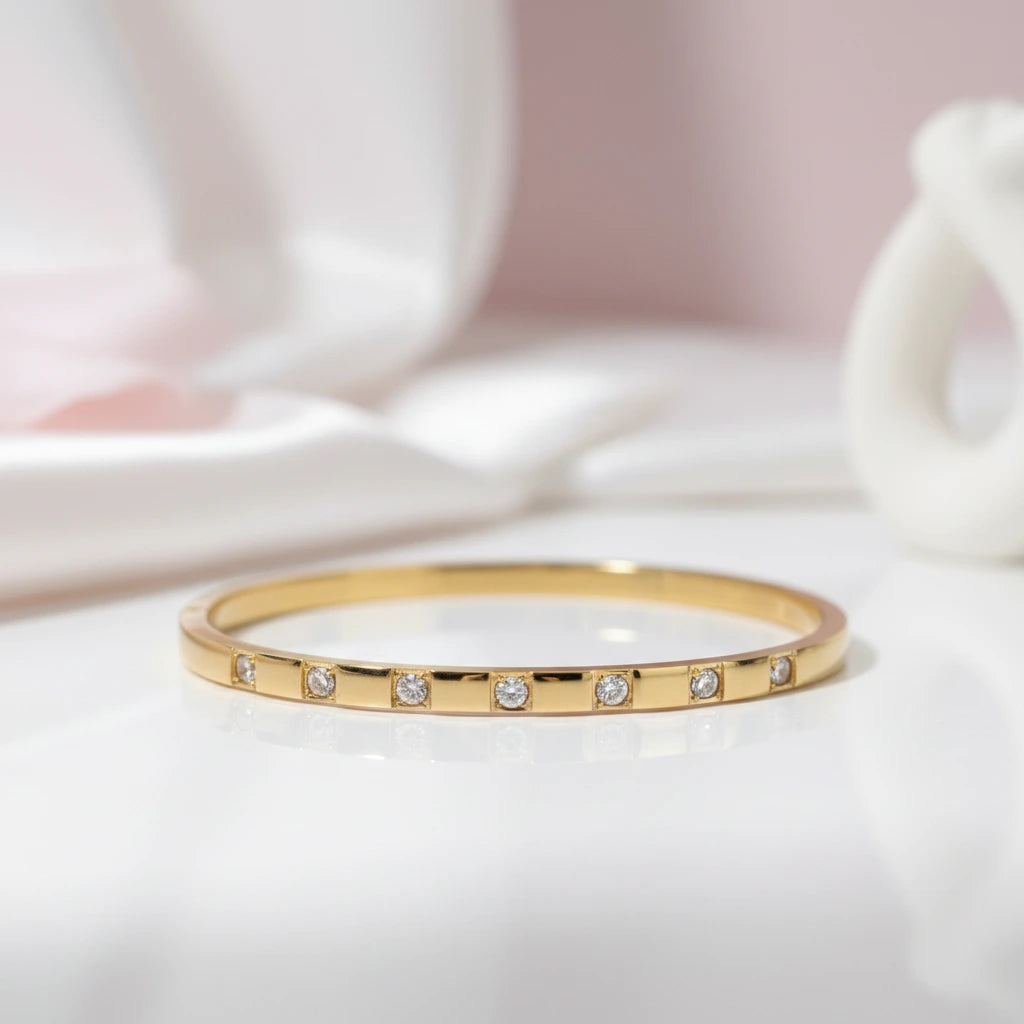 Classic Women's Bangle with Diamond Inlay-Black Diamonds New York