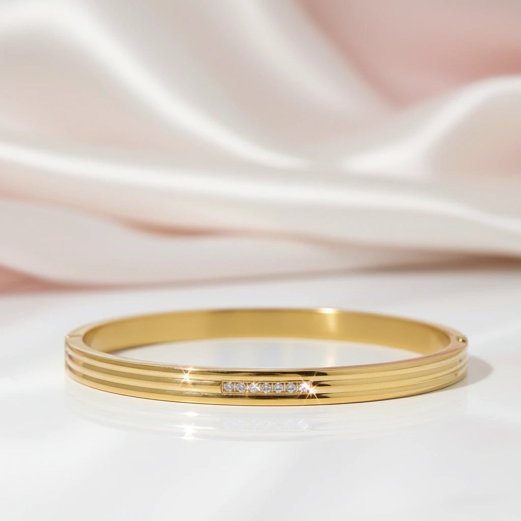 Classic Women's Bangle with Diamond Inlay-Black Diamonds New York