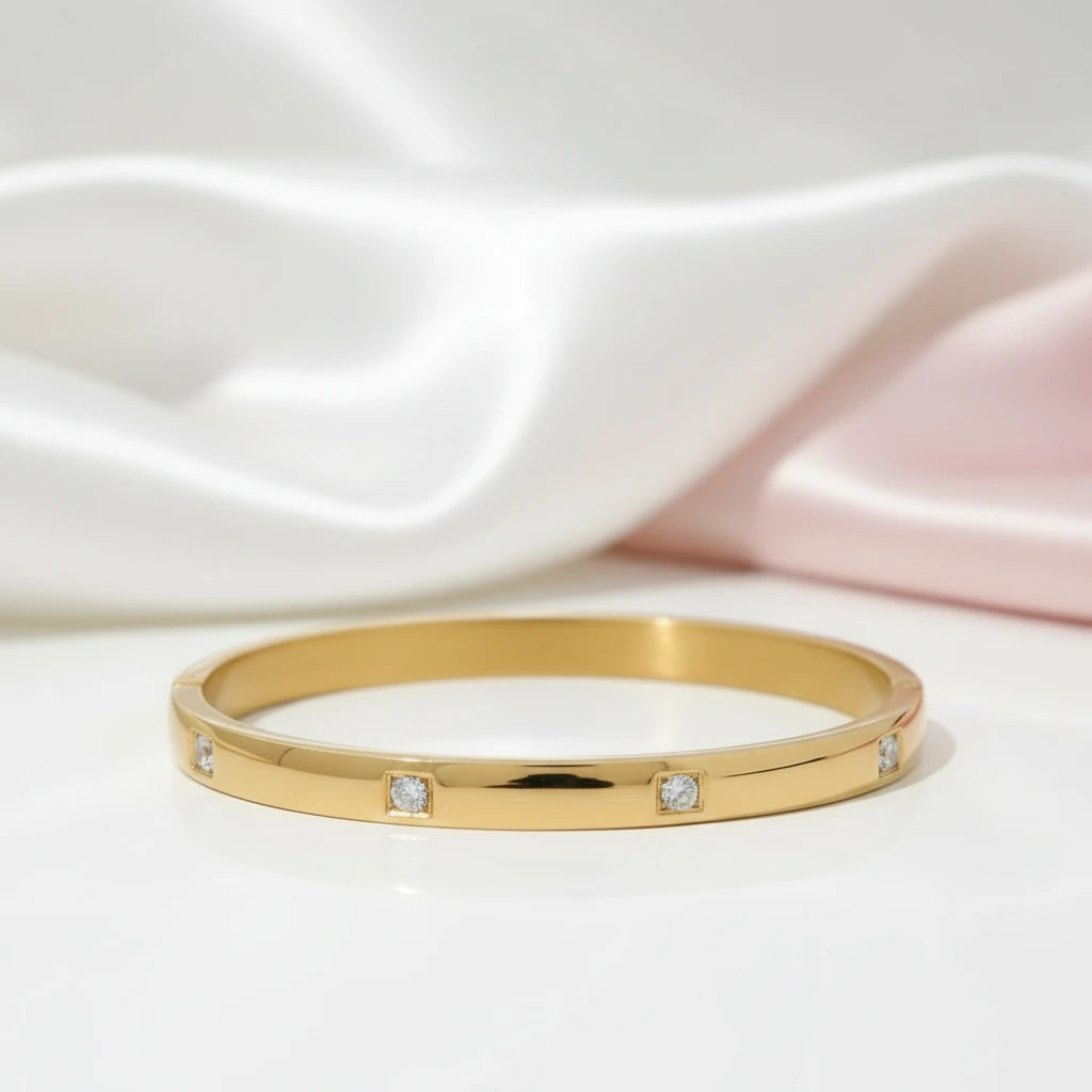 Classic Women's Bangle with Diamond Inlay-Black Diamonds New York