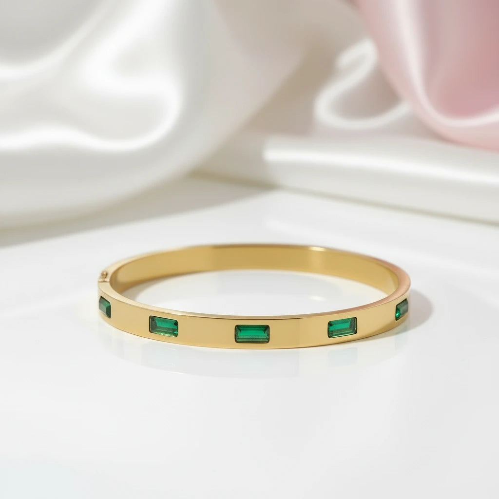 Classic Women's Bangle with Diamond Inlay-Black Diamonds New York