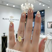 Classic Yellow 3.5 Carat Sapphire Oval Cut Diamond Engagement Ring-Black Diamonds New York