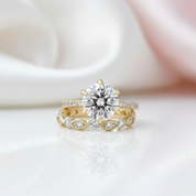 Classic Yellow Gold 6 Prong Round Cut Wedding Set-Black Diamonds New York