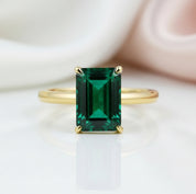Classic Yellow Gold Emerald Cut Engagement Ring-Black Diamonds New York