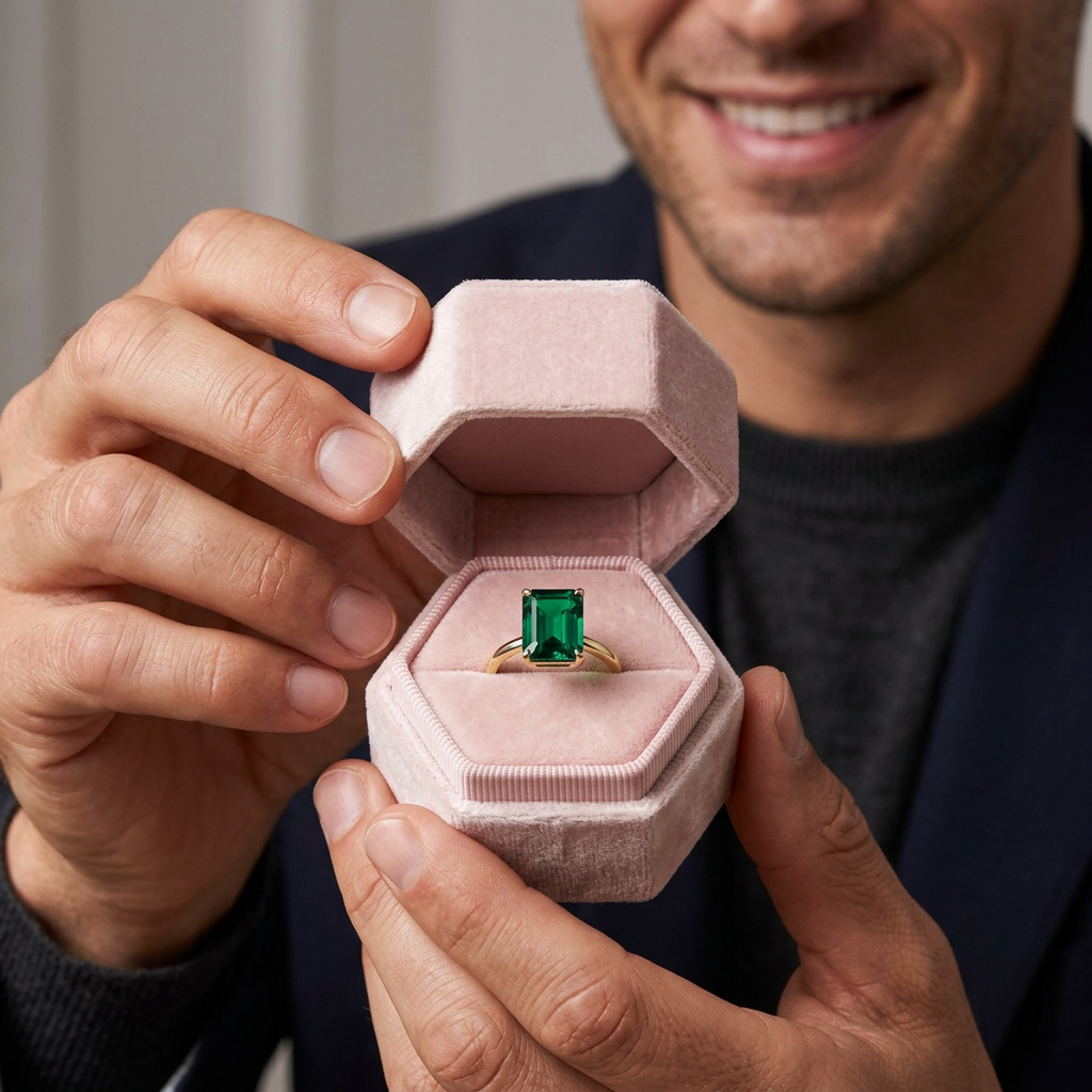 Classic Yellow Gold Emerald Cut Engagement Ring-Black Diamonds New York