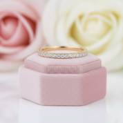 Classic Yellow Gold Full Eternity Thin Wedding Band-Black Diamonds New York