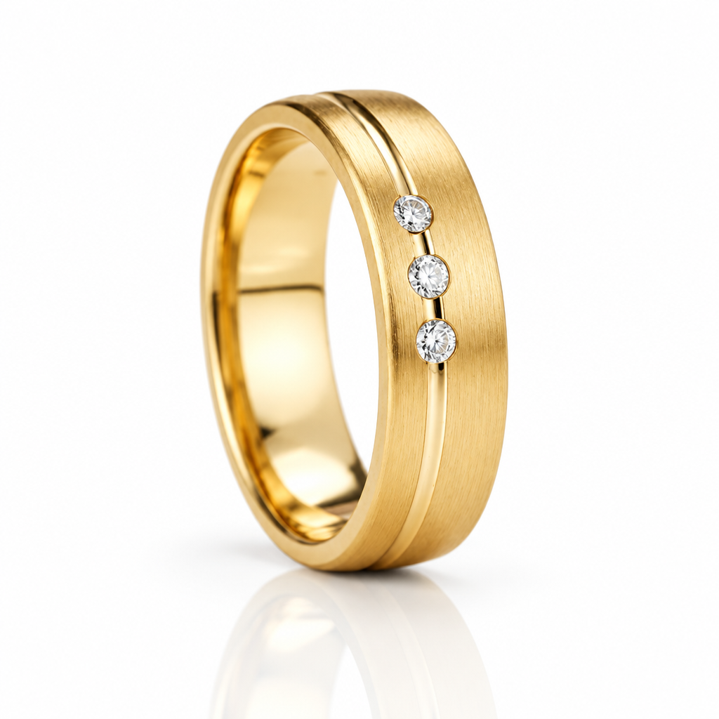 Classic Yellow Gold His And Hers Promise Ring-Black Diamonds New York